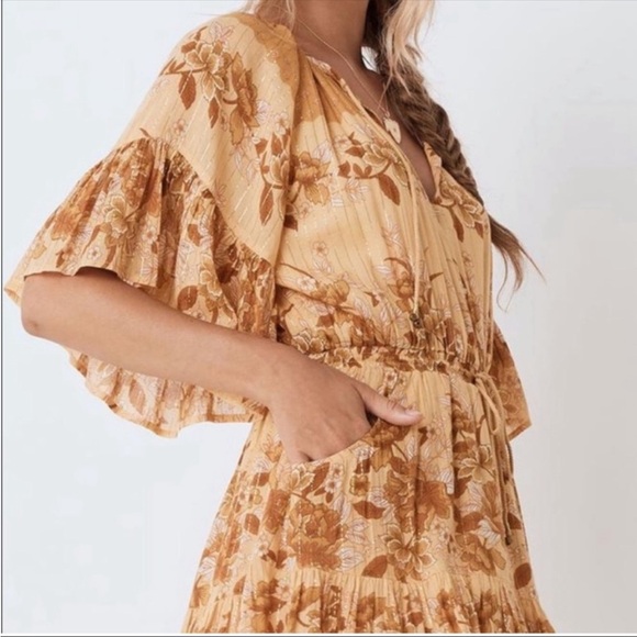 Spell & The Gypsy Collective Coco Lei Flutter Metallic Mini Play Dress Size XXS - Picture 3 of 16